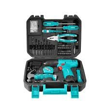 TOTAL12-volt charging drill set, 81 pieces