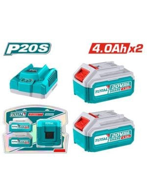 A set of 4 amp 2 batteries and a charger TOTAL