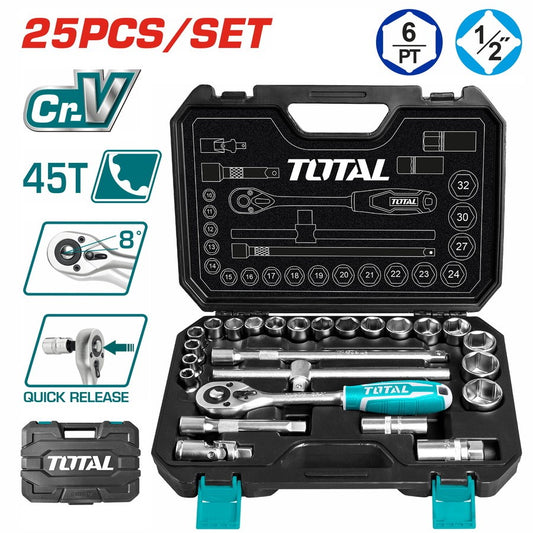 TOTAL  25PCS 1/2" socket set