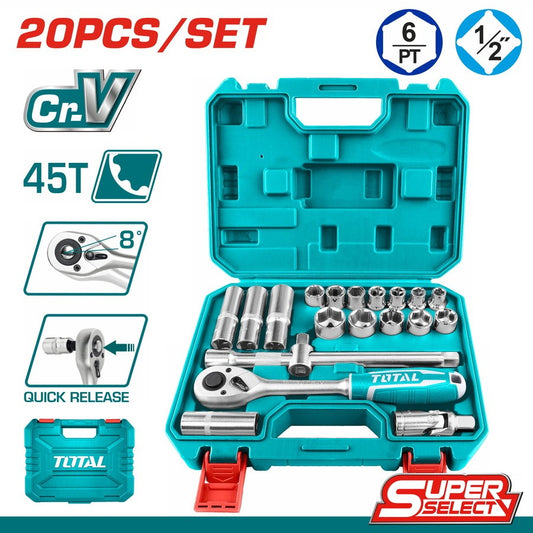 TOTAL 20 Pcs 1/2"" socket set